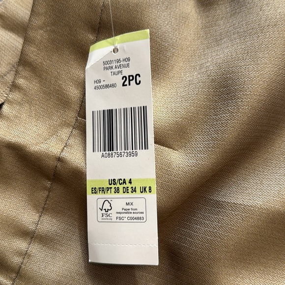 NWT Evan Picone Tan Iridescent Dress Pants Straight-Leg front Pleated Pants, 4 - Picture 3 of 7